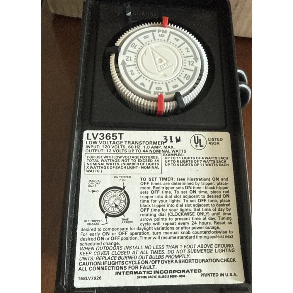 Malibu Intermatic LV365T 44W Low Voltage Outdoor Lighting Transformer Timer